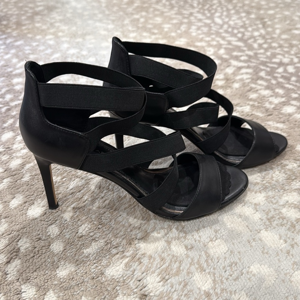 Elegant Black Strappy Heels Elie Tahari size 39.5